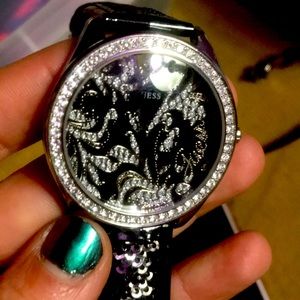 Guess watch black w/ diamonds black sequin band
